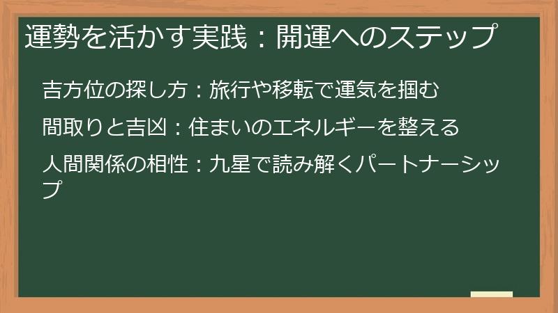 運勢を活かす実践：開運へのステップ
