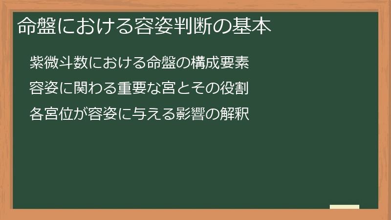 命盤における容姿判断の基本