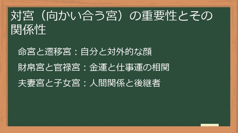 対宮（向かい合う宮）の重要性とその関係性