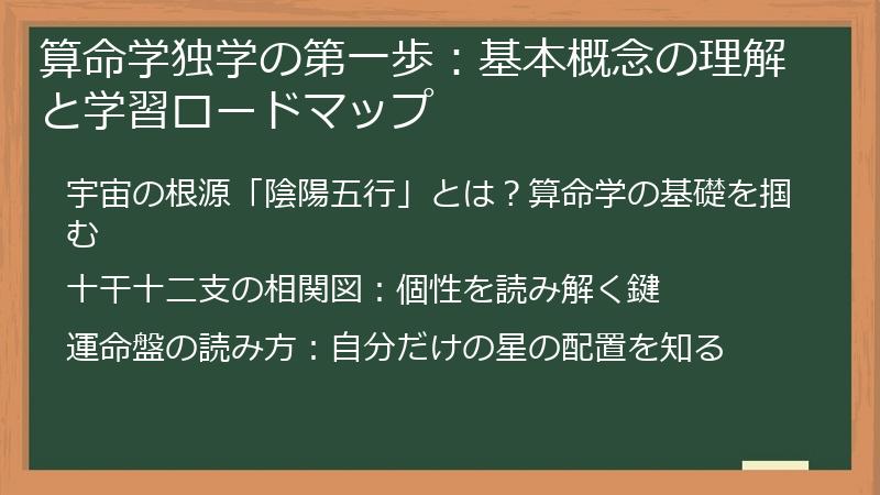 算命学独学の第一歩：基本概念の理解と学習ロードマップ
