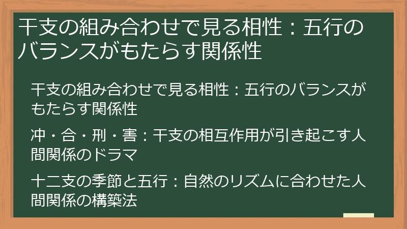 干支の組み合わせで見る相性：五行のバランスがもたらす関係性