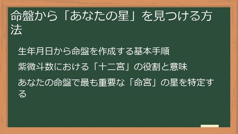 命盤から「あなたの星」を見つける方法