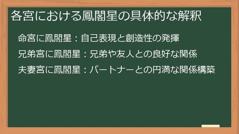 各宮における鳳閣星の具体的な解釈