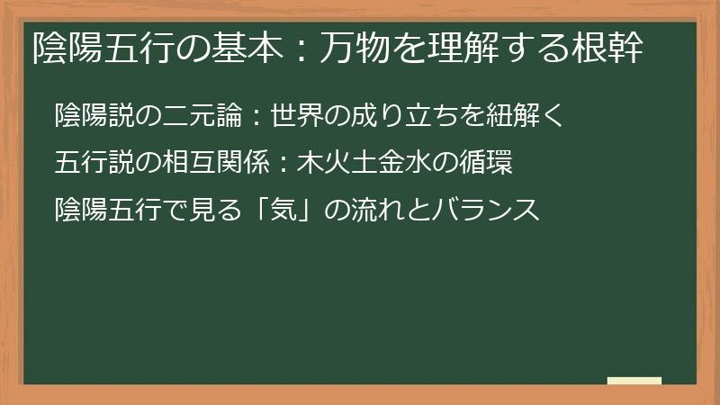 陰陽五行の基本：万物を理解する根幹