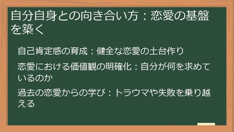自分自身との向き合い方：恋愛の基盤を築く