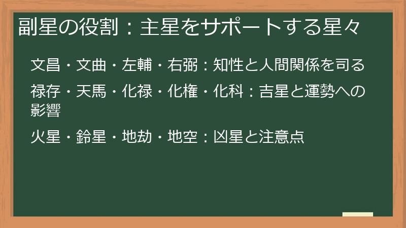 副星の役割：主星をサポートする星々