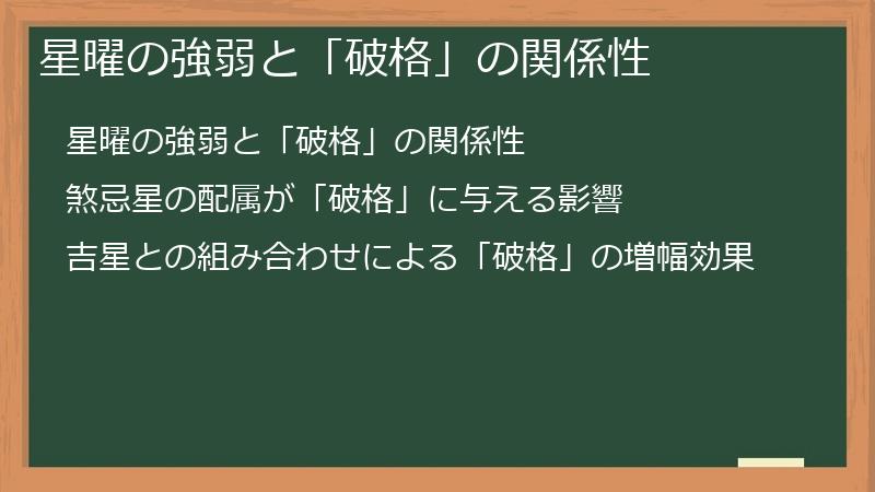 星曜の強弱と「破格」の関係性