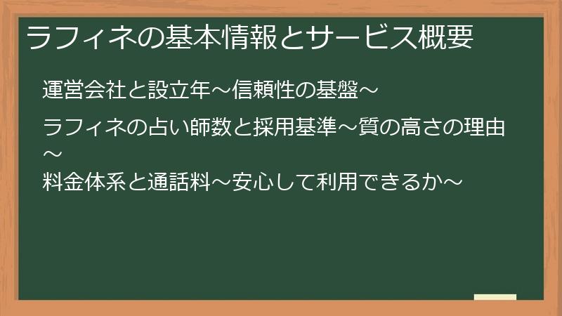 ラフィネの基本情報とサービス概要