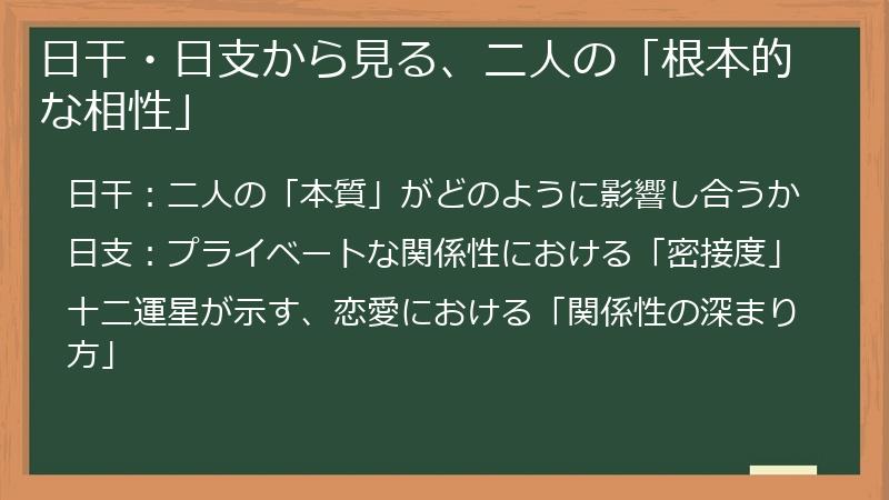 日干・日支から見る、二人の「根本的な相性」