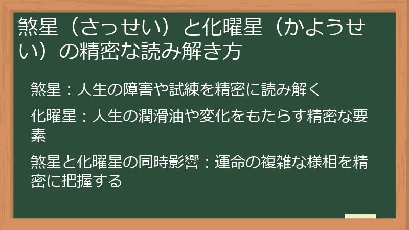 煞星（さっせい）と化曜星（かようせい）の精密な読み解き方