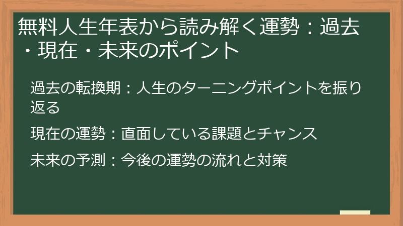 無料人生年表から読み解く運勢：過去・現在・未来のポイント