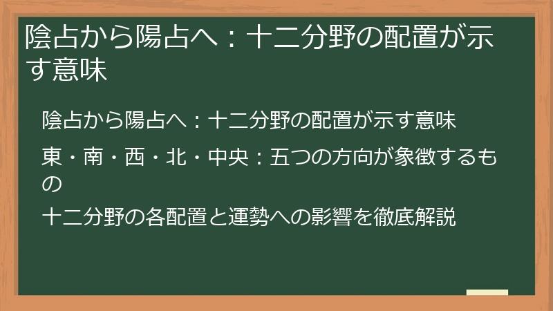 陰占から陽占へ：十二分野の配置が示す意味
