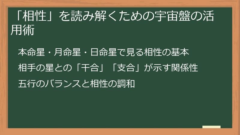 「相性」を読み解くための宇宙盤の活用術