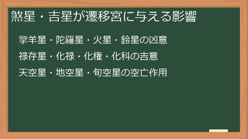 煞星・吉星が遷移宮に与える影響