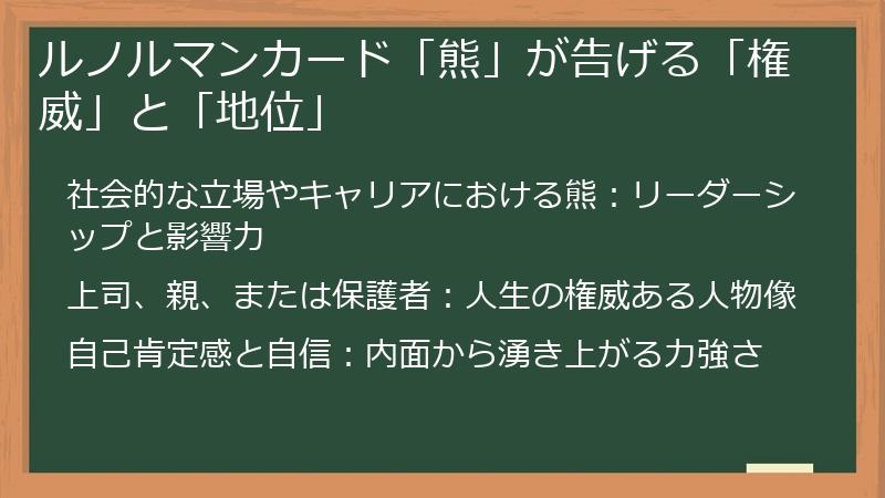 ルノルマンカード「熊」が告げる「権威」と「地位」
