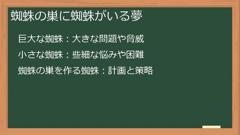 蜘蛛の巣に蜘蛛がいる夢