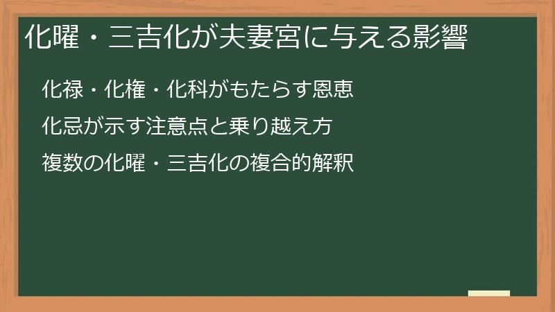 化曜・三吉化が夫妻宮に与える影響