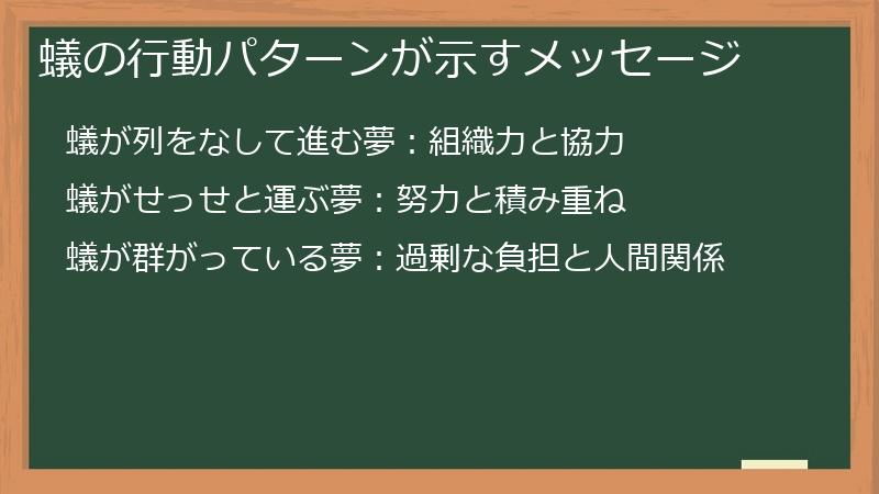 蟻の行動パターンが示すメッセージ