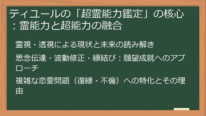 ティユールの「超霊能力鑑定」の核心：霊能力と超能力の融合