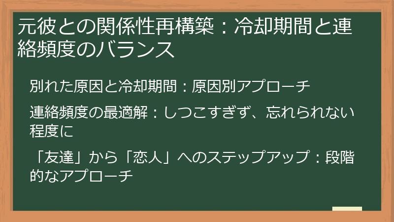 元彼との関係性再構築：冷却期間と連絡頻度のバランス