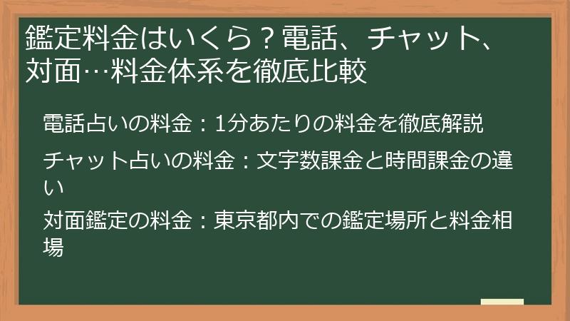 鑑定料金はいくら？電話、チャット、対面…料金体系を徹底比較