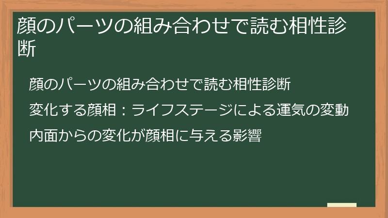 顔のパーツの組み合わせで読む相性診断