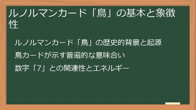 ルノルマンカード「鳥」の基本と象徴性