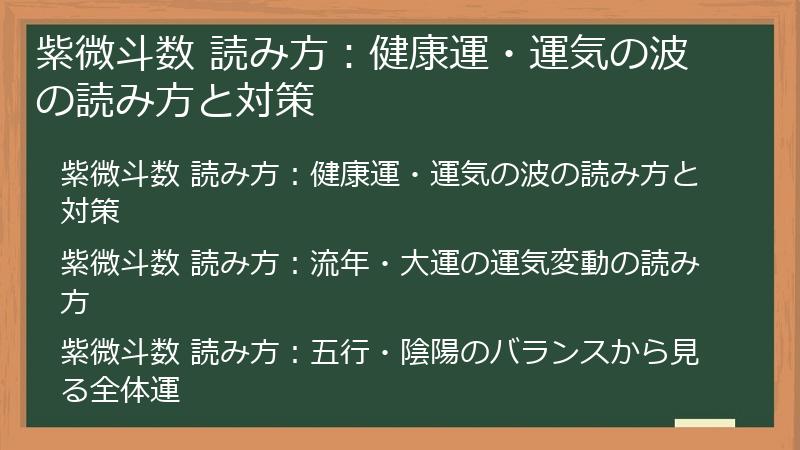 紫微斗数 読み方：健康運・運気の波の読み方と対策
