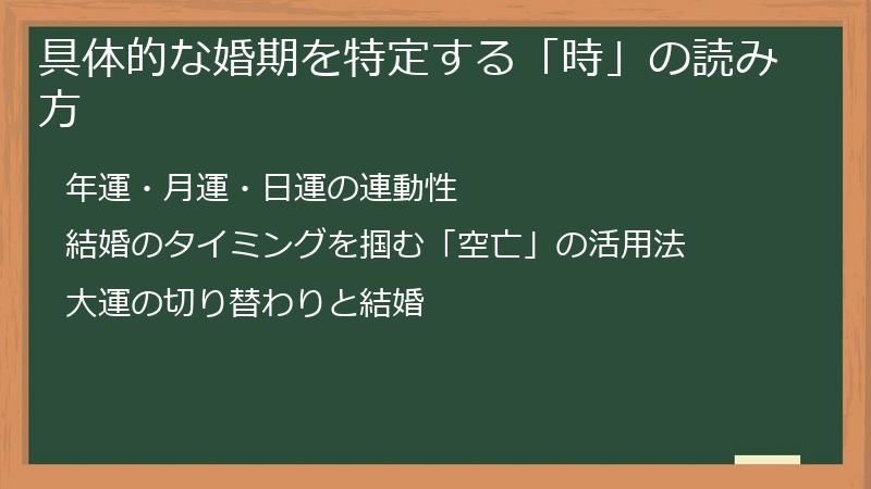 具体的な婚期を特定する「時」の読み方
