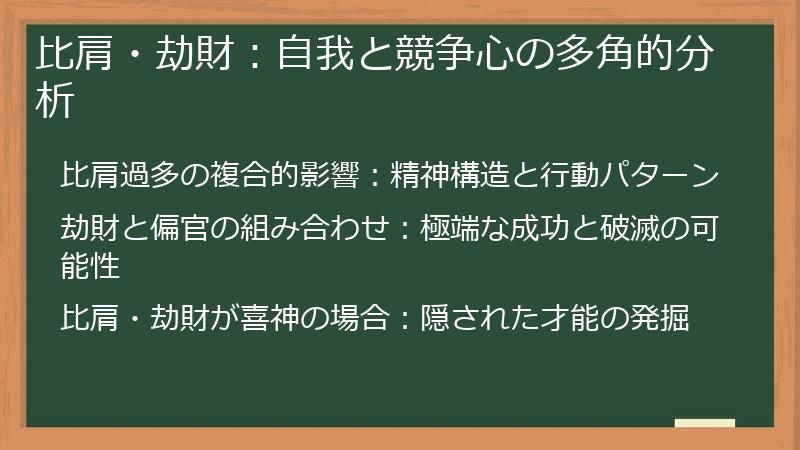 比肩・劫財：自我と競争心の多角的分析