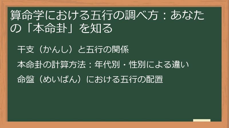 算命学における五行の調べ方：あなたの「本命卦」を知る