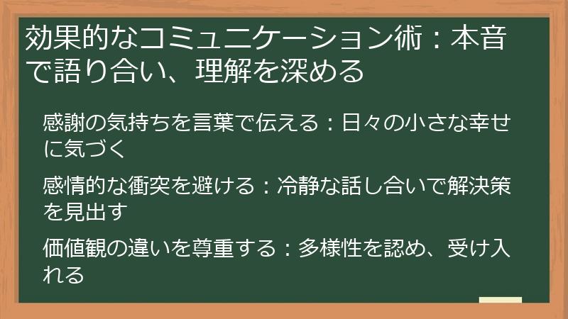 効果的なコミュニケーション術：本音で語り合い、理解を深める