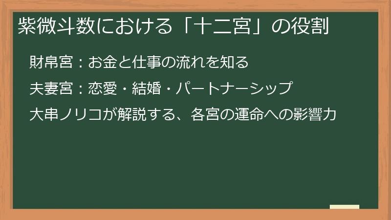 紫微斗数における「十二宮」の役割