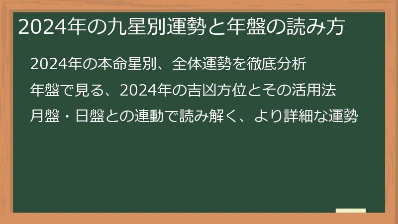 2024年の九星別運勢と年盤の読み方