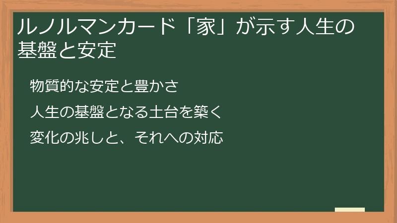 ルノルマンカード「家」が示す人生の基盤と安定