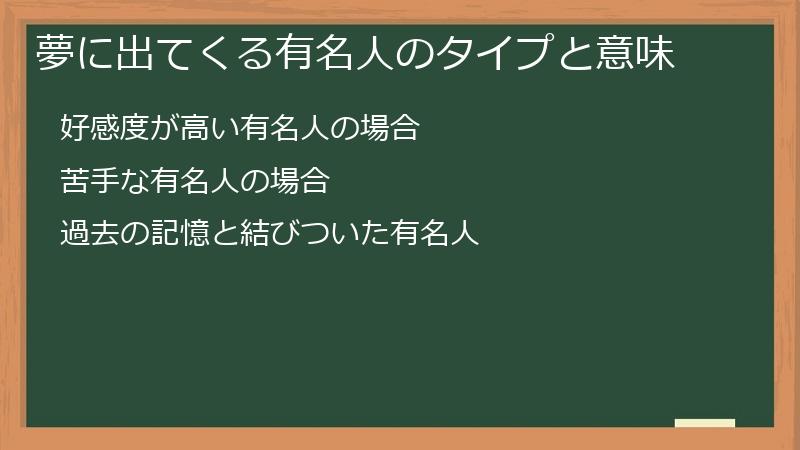 夢に出てくる有名人のタイプと意味