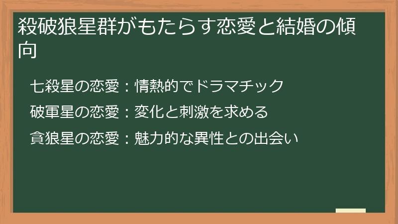 殺破狼星群がもたらす恋愛と結婚の傾向