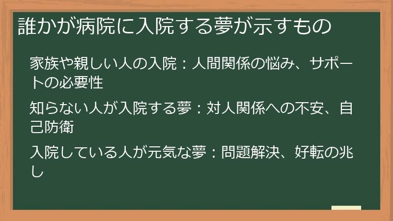 誰かが病院に入院する夢が示すもの