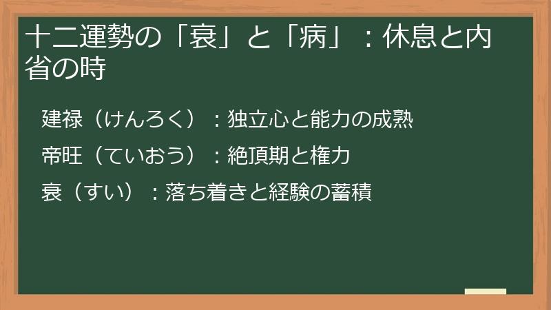 十二運勢の「衰」と「病」：休息と内省の時