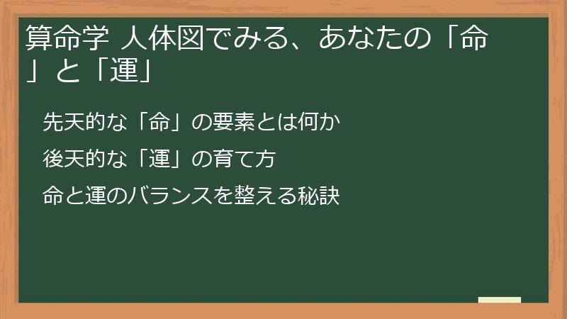 算命学 人体図でみる、あなたの「命」と「運」