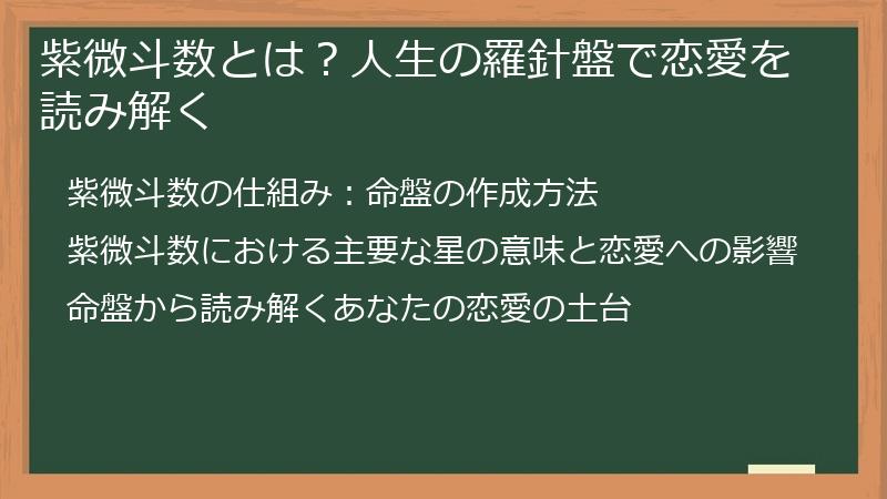紫微斗数とは？人生の羅針盤で恋愛を読み解く