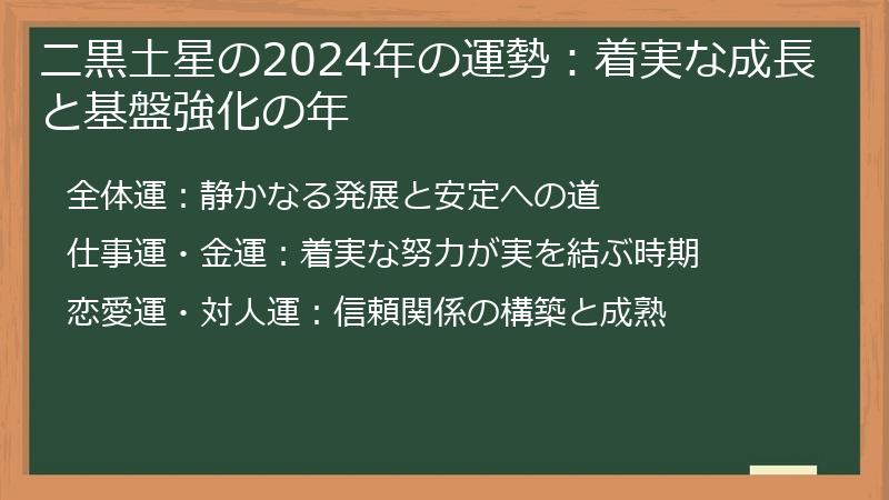 二黒土星の2024年の運勢：着実な成長と基盤強化の年
