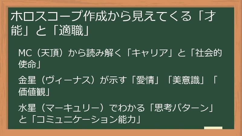 ホロスコープ作成から見えてくる「才能」と「適職」