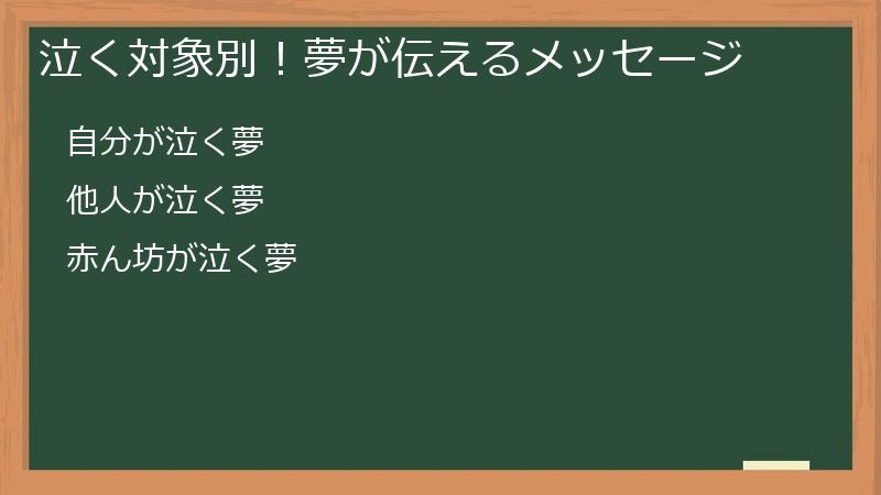 泣く対象別！夢が伝えるメッセージ