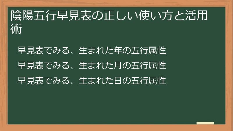 陰陽五行早見表の正しい使い方と活用術