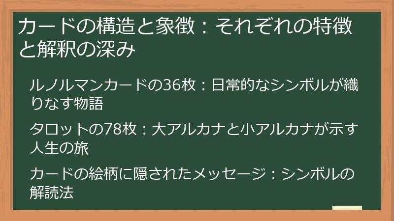 カードの構造と象徴：それぞれの特徴と解釈の深み