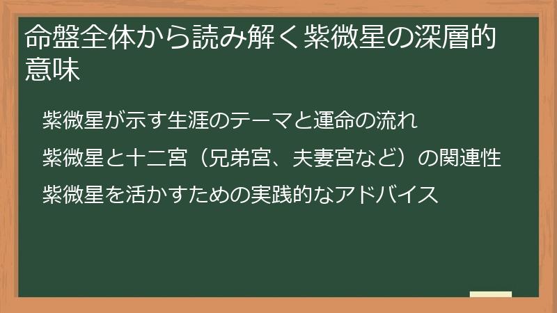 命盤全体から読み解く紫微星の深層的意味