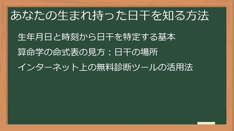 あなたの生まれ持った日干を知る方法
