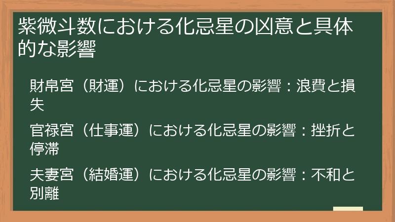 紫微斗数における化忌星の凶意と具体的な影響