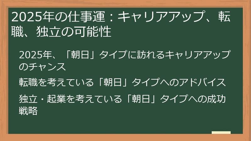 2025年の仕事運：キャリアアップ、転職、独立の可能性